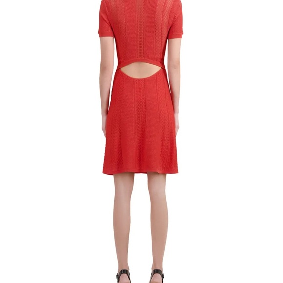 NWT | The Kooples | Red Knit Midi Dress with Cut Out Open Back - Picture 2 of 11